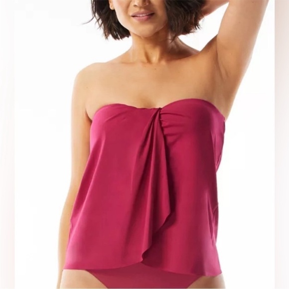 Coco Contours Clarity Bandeau Bra Sized Tankini Top Keepsake DEEP FUSCHIA,10/34D - Picture 11 of 15